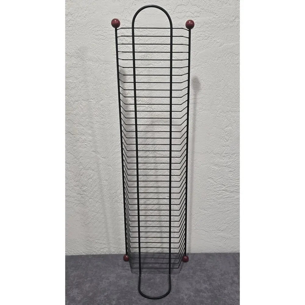 Y2K DVD Blue-Ray Game Rack Tower Media Storage Black Metal Wire Holds 38  32”